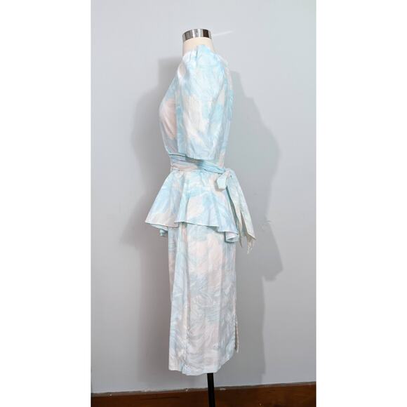 Blue/White 80s Peplum Dress - Picture 3 of 7